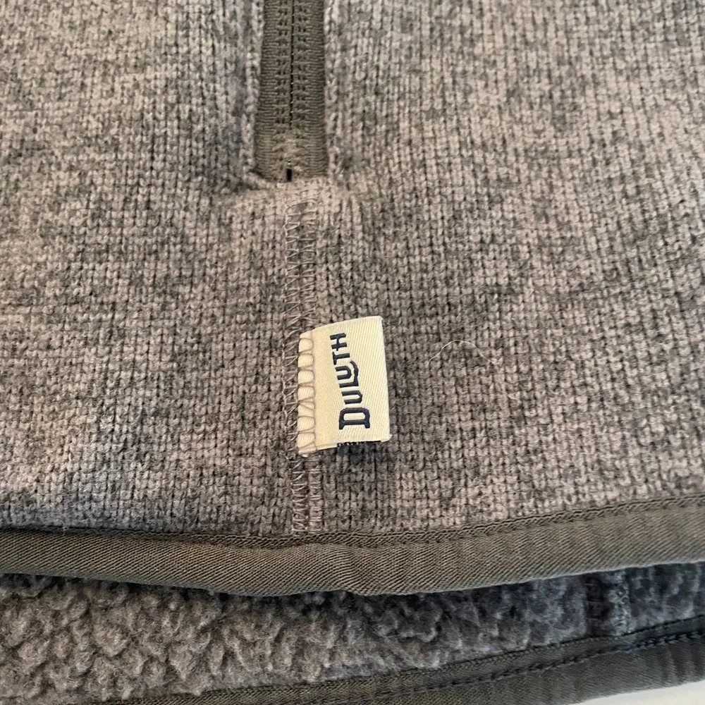 Duluth Trading Co Mens 3XL Gray Sweater Fleece Vest Sherpa Lined Full Zip Relax